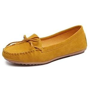 A/U Platte zachte damesschoenen, loaferschoenen, mode comfortabele anti-slip, vlinder platte schoenen, Geel, 39.5 EU