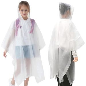 YUBBYSTU Regenponcho voor kinderen, waterdicht, herbruikbaar, EVA-cape, ideaal voor wandelen, fietsen, kamperen, cape voor jongens en meisjes (wit, 1 stuk)