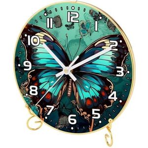 YTYVAGT Wandklok, klokken voor woonkamer, werkt op batterijen, vlinder vintage bloemen, ronde stille klok 9,4 inch