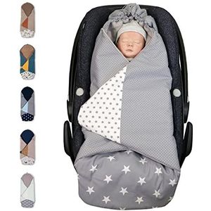ULLENBOOM maxi cosi deken l Universeel geschikt voor kinderzitjes en babykuipjes in kinderwagens l 0-9 maanden I grijze sterretjes