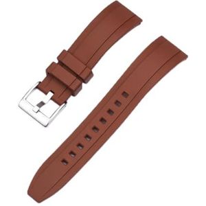Jeniko Quick Release Fluororubber Horlogeband 20mm 22mm 24mm Waterdicht Stofdicht FKM Horlogebanden For Heren Duikhorloges(Color:Brown silver,Size:22mm)