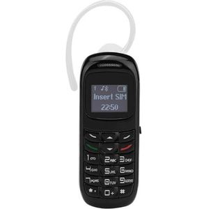 Mini Mobiele Telefoon Oplaadbare Draagbare Bluetooth Dialer Headset met Oorhaak Ondersteuning SIM(Zwart)
