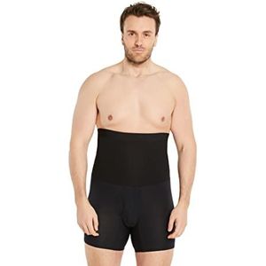 FINN Shapewear Boxershorts voor heren, bodyshaper lijfje met buikweg-effect, figuurvormende onderbroek voor mannen, ondersteunende shaping shorts van katoen voor buik en heupen, zwart, 4XL
