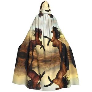 DEXNEL Jumping Horse 150 cm Hooded Cape Unisex Halloween Mantel Voor Duivel Heks Tovenaar Halloween Cosplay, Dress Up