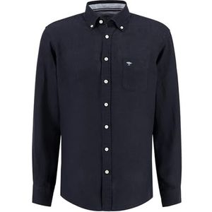 FYNCH-HATTON Shirt 13136000 - Premium linnen overhemd met button-down-kraag, Donkerblauw, XL