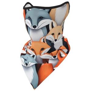 Multifunctionele nekbeschermer bandana voor mannen vrouwen, zomer mesh haai gedrukt gezicht sjaal hoofddeksels voor buiten sport, Veel vossen, one size