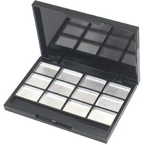 12 Grids Lege Hervulbare Container Case Make-up Palet voor Schoonheid Cosmetische Lippenstift Lippenbalsem Oogschaduw Blusher Wit Zwart, Zwart
