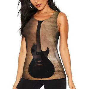 Workout Tank Tops voor Vrouwen Muzikale Gitaar - Slim Fit Crew Neck Vest Top Sport Running T-Shirt Mouwloze Tank Top Zomer Atletische Yoga Vesten, 3 D, S