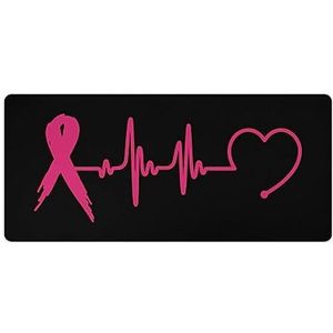 Borstkanker Hartslag Roze Lint Print Bureau Pad Protector Muismatten Kantoor Tafel Mat Grote Muismat Antislip Laptop Pad