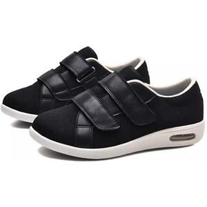 Orthopedische Casual Schoenen, Extra Wide Fit Diabetische Schoenen Ouderen Schoenen Wandelen Casual Midden Leeftijd Casual Schoenen Verstelbare Schoenen(Noir,40 EU)