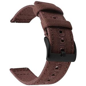 YingYou 18mm 20mm 22mm Gevlochten Canvas Band Compatibel Met Samsung Galaxy Watch 3/4 40mm 44mm Classic 46mm 42mm Quick Release Armband(Brown black,18mm)