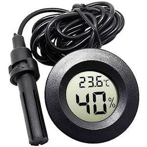 Mini LCD Digitale Thermometer Hygrometer Gauge Tester Probe Incubator Aquarium Temperatuur Vochtigheid Meter Sensor Detector(Round Black)