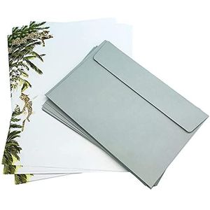 Lounging Leopard brief schrijven papier en enveloppen Gift Set (12 A5 vellen en 12 grijze enveloppen briefpapier Set)