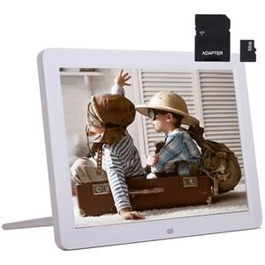 Digitale Fotolijst 12Inch LED Digitale Album 1280 * 800 Elektronische Fotolijst Afstandsbediening Verjaardag Kerstcadeaus Eenvoudig delen(White with 32GB)