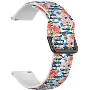 RYANUKA Compatibel met Fossil Gen 5 Carlyle/Julianna/Garrett HR, Q Explorist Gen 4/3, Sport 43 mm, Gen 5E 44 mm, (roze oranje wit blauwe bloemen) 22 mm zachte siliconen sportband armband band