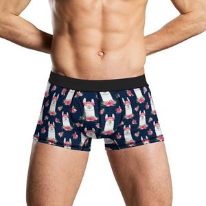 Bloemen Lama Alpaca Zacht Heren Ondergoed Comfortabele Ademend Fit Boxer Slips Shorts S