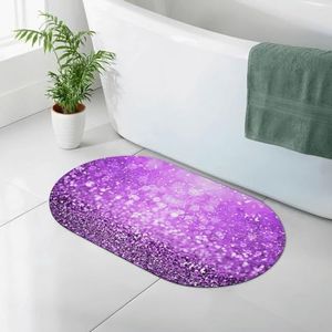 OPSREY Sprankelend Paars Glitter gedrukt Diatomeeënaarde zachte vloermat Sneldrogend badkamertapijt Badkamer badmat tapijt