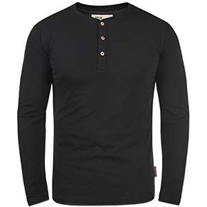 Indicode IDGifford Longsleeve shirt met lange mouwen voor heren, met opa-hals, zwart (999), XXL