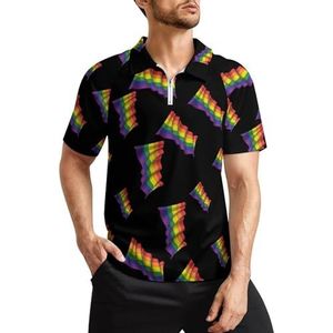 Gay Pride Golvende Vlag Heren Golf Polo Shirts Klassieke Fit Korte Mouw T-Shirt Gedrukt Casual Sportkleding Top 3XL