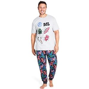 Marvel Mens Pyjama Set T-shirt en broek Deadpool Avengers Merchandise Mens PJs Sets Lounge Wear Avengers Captain America Iron Man Maten M-3XL Nachtkleding Geschenken voor Mannen (Grijs/Multi, XL)