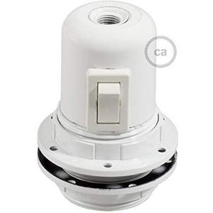 creative cables - Bakeliet E27 fitting set met dubbele ring moer voor lampenkap en schakelaar - wit