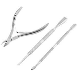 Roestvrij Staal Nail Cuticle Lepel Pusher Remover Cutter Nipper Clipper Set