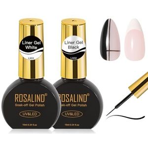 ROSALIND Gel Liner Uv-nagellak, 2 kleuren, zwart, wit, liner geschilderde tekende gel, nagellakset, soak-off uv-led-schildering, gelnagels voor nagels, tekenen, nail art