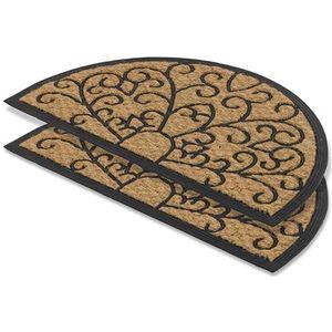Relaxdays Voetmat Kokos, Welkom, 75x25 Cm, Smalle Deurmat, Binnen En Buiten Antislip Weerbestendig Natuur