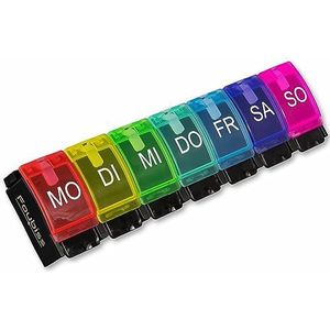 Foubiss - Tablettenbox 7 dagen met drukknop - BPA-vrij - medicijnbox grote vakken - perfect voor onderweg - pillendoos 7 vakken 's ochtends - kleurrijk