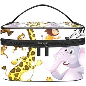 Reizen Make-up Cosmetische Case Opbergtas Veel Dieren Running Achtergrond Cosmetische Tas Draagbare Voor Meisjes Vrouwen, Meerkleurig, 22.5x15x13.8cm/8.9x5.9x5.4in
