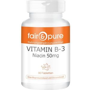 Fair & Pure® - Vitamine B3 tabletten - Niacine 50mg als nicotinamide - flush free - vegan - zonder magnesiumstearaat - 90 niacine tabletten