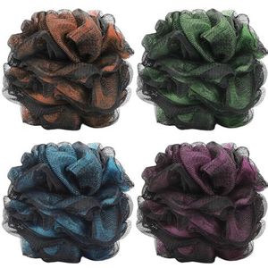 COOLAPA Loofah bad- en douchebak, mesh-borstel, peelingbal, body scrubber, 4-pack (60 g/stuk)