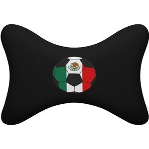 Mexico Voetbal Voetbal Auto Hoofdsteun Kussen 2 stks Memory Foam Nekkussen Nek Ondersteuning Kussen voor Camping En Reizen