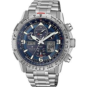 Citizen Heren analoog kwarts horloge met titanium armband JY8100-80L, zilver-blauw, Eén maat, armband