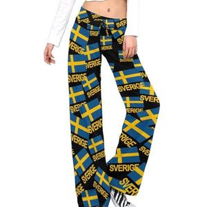 Zweden Zweedse vlag damesbroek casual broek elastische taille lounge broek lange yogabroek rechte pijpen