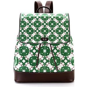 Creatieve groene Boho geometrische patroon gepersonaliseerde schooltassen boekentassen voor tiener, Meerkleurig, 27x12.3x32cm, Rugzak Rugzakken