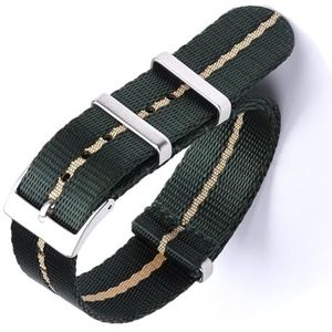 dayeer Gladde Nato Nylon horlogeband voor Tudor Horloge Veiligheidsgordel Armband Mannen Vrouwen Universeel Type Sport Troop Parachute Tas Horlogeband (Color : Green-Khaki, Size : 20mm)