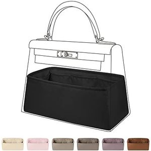 DGAZ Silk Bag Organiser Insert Fits MiniKelly II, Silky Smooth Bag Organiser, Luxury Handbag & Tote Shaper (Black, Kelly Mini2)
