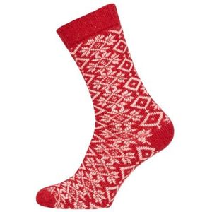 Een paar effen wollen sokken met bloemendesign voor dames en heren, zachte dikke knuffelsokken, hyggelig warm met 45% wol, duurzaam, tijdloos warm, rood, 39-42 EU
