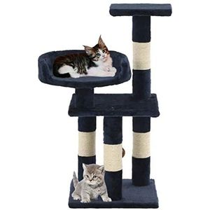 Festnight Krabpaal klimboom voor katten (H?he 65 cm) met sisal-S?ulen stabiele kattentoren kattenspeelgoed, blauw