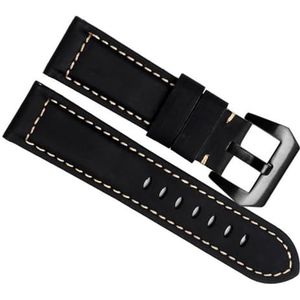 dayeer Echt Koeienhuid Lederen Horlogeband voor Panerai PAM111 441 Retro Man Horlogeband Polsband 20mm 22mm 24mm (Color : Black Black, Size : 24mm)