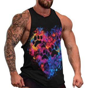 Tie Dye Love Dog Paw heren tank top causaal mouwloos T-shirt gym atletische spier tee strand vest