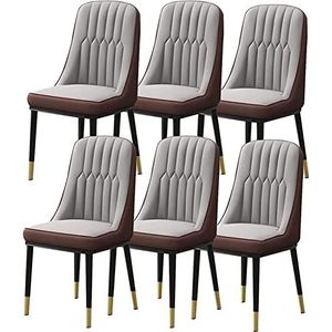GEIRONV Keuken eetkamerstoelen set van 6, moderne waterdichte PU lederen zijstoel met carbon for balie lounge woonkamer receptie stoel Eetstoelen (Color : Gray+zongzi, Size : 91 * 45 * 45cm)