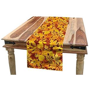 ABAKUHAUS Herfst Tafelloper, Shady Fall Oak Maple Leaf, Eetkamer Keuken Rechthoekige Loper, 40 x 225 cm, Earth Yellow Marigold