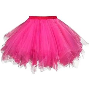 Boolavard Volwassen Vrouwen 80's Tutu Rok Gelaagde Tule Petticoat Halloween Tutu, roosrood, XXL/3XL