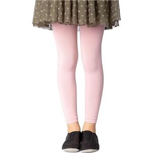 NOQ Meisjespanty zonder voeten, volledige lengte, enkellange rok, tuniekjurk, dans, ballet, ondoorzichtige microvezel, Roze, 6-7 Jaren