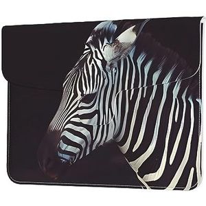 Animal Zebra Print Lederen Laptop Sleeve Case Waterdichte Computer Cover Tas voor Vrouwen Mannen