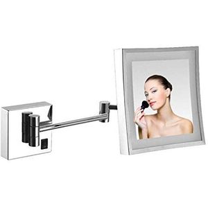 YLTXMCZT Make-up spiegel, USB LED oplader, scheerspiegel voor badkamer, wandmontage bevestigd, 3-voudige vergroting (grootte: nikkel)