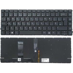 Verlicht Amerikaans/Brits/Spaans/Latijns toetsenbord voor HP ProBook 14 445 G8 440 met palmrest, bovenste cover en touchpad(UK Keyboard)