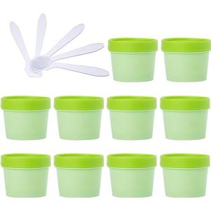 OIFAODAO， 10 stuks 50ml roze masker mengkom lege 50g plastic voorraadpotten met binnenvoering for opslag lichaam hand gezichtscrème lotion gel 5x spatel ，Cosmetische potjes(Groen,100ml)
